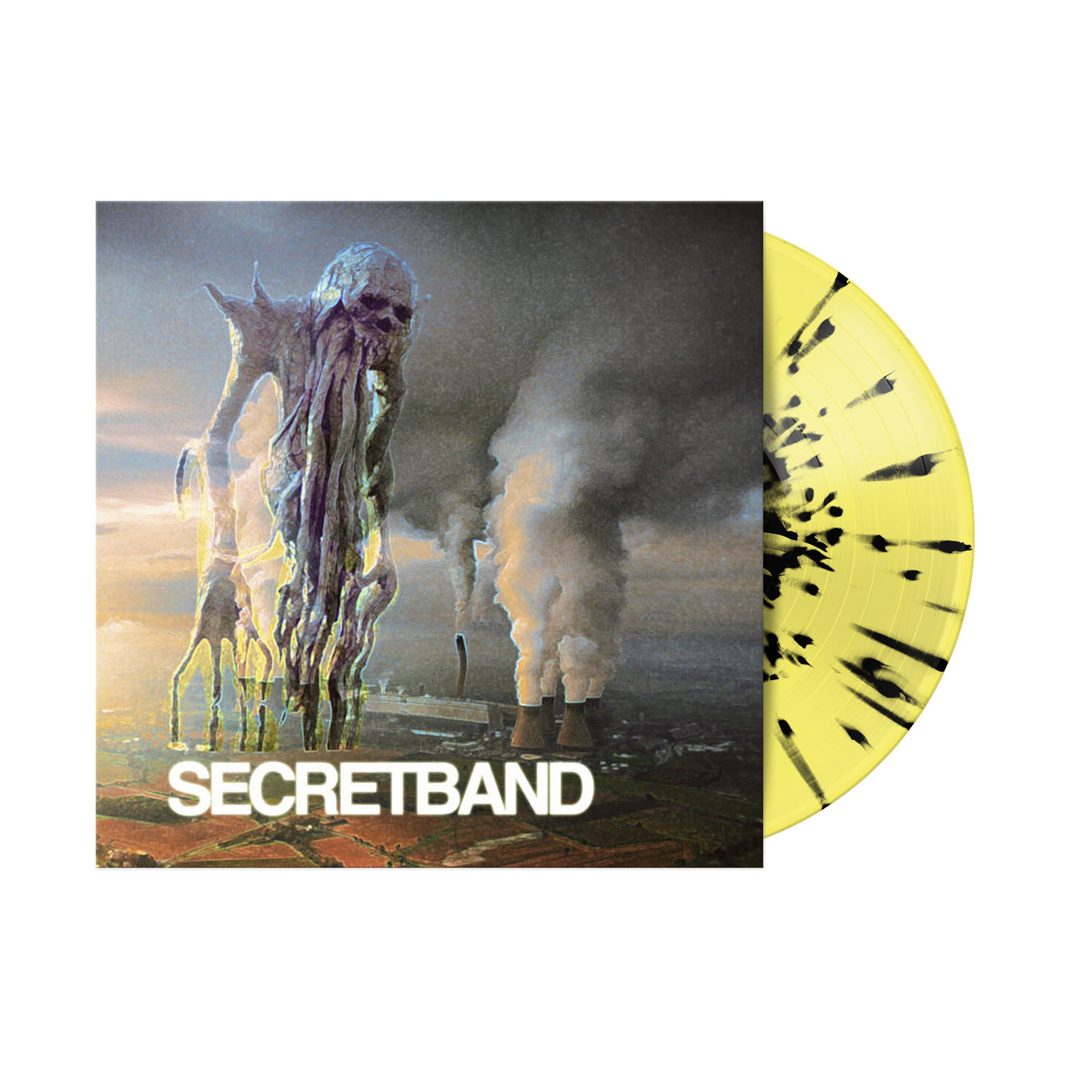 Secret Band Highlighter Yellow W/ Black Splatter 10inch Vinyl