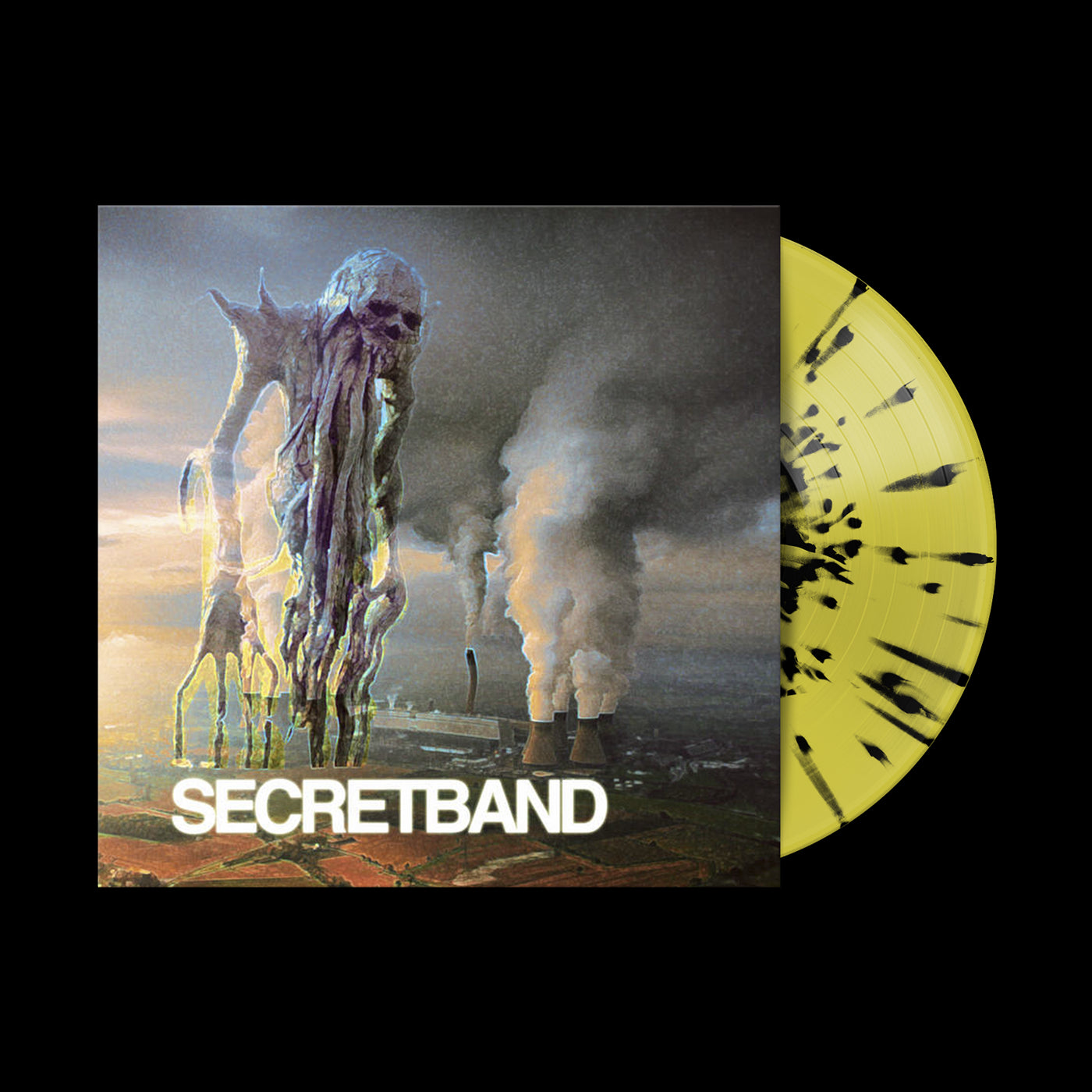 Secret Band Highlighter Yellow W/ Black Splatter 10inch Vinyl