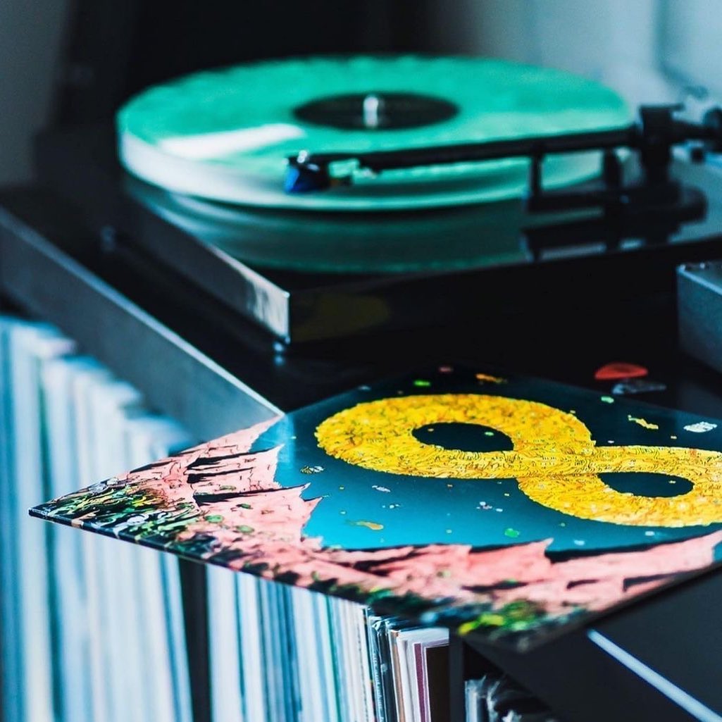 Dance Gavin Dance Mothership vinyl sleeve and record player Shop Vinyl button