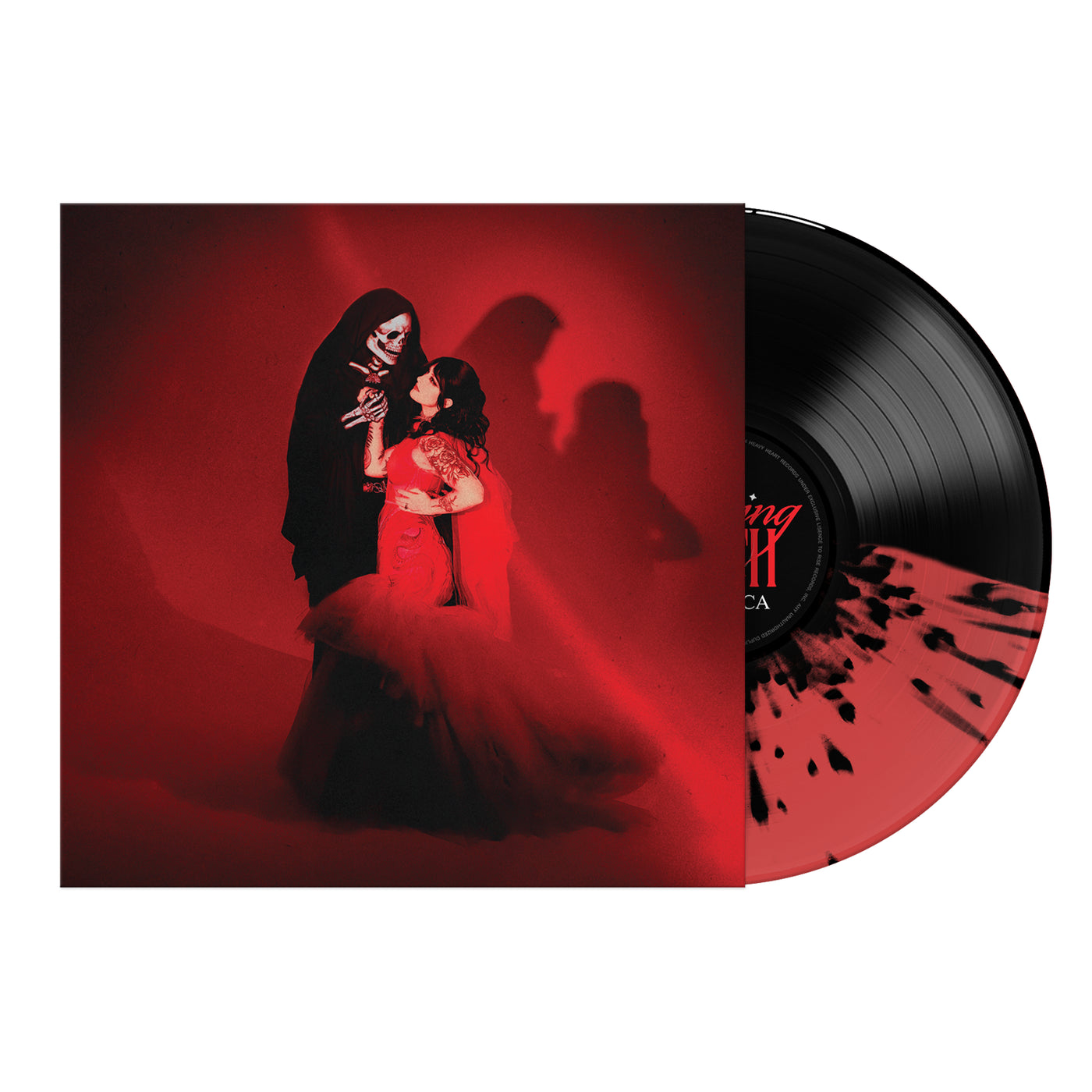 Kissing Death Half Black/Half Transparent Red w/ Black Splatter Vinyl LP