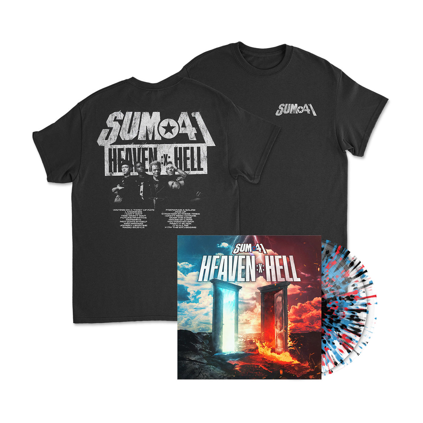 Heaven :x: Hell Band T-Shirt and Splatter Vinyl Bundle