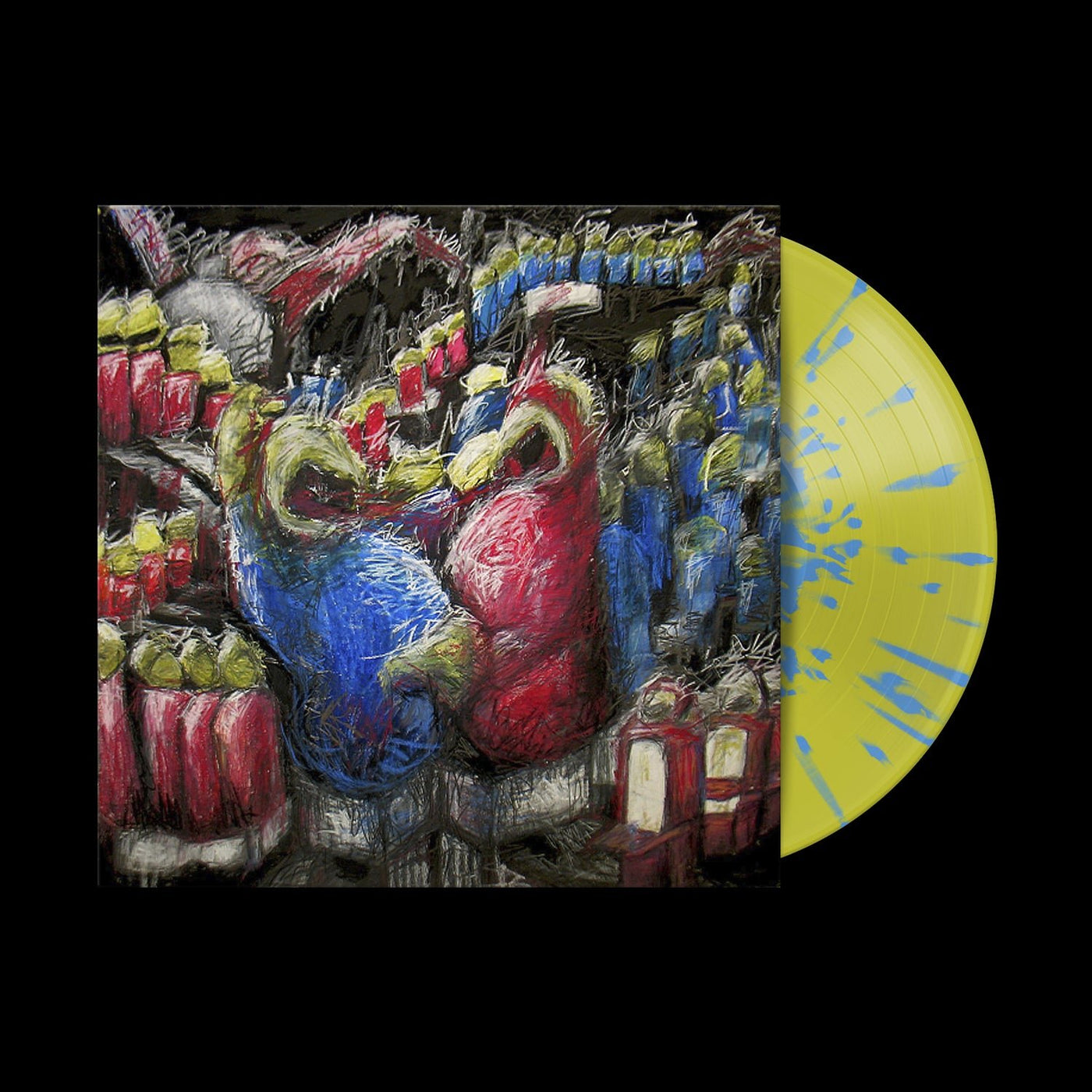 LP Highlighter Yellow W/ Sky Blue Splatter Vinyl
