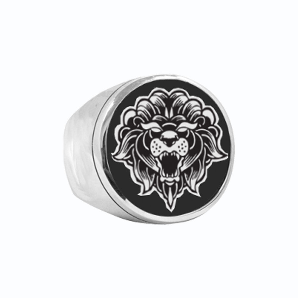 Lion Polished Nickel Ring