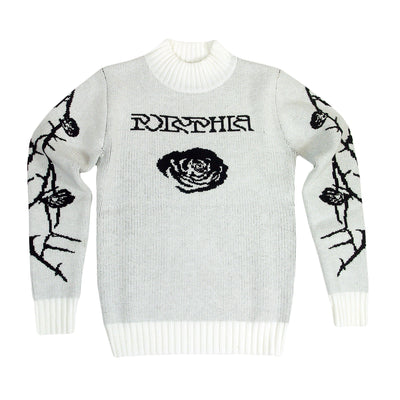 Rose White Woven Crewneck Sweater